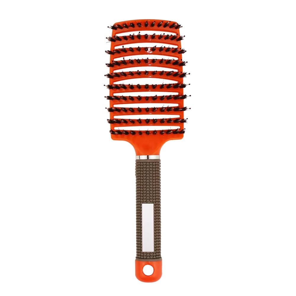 Scalp Massage Comb Bristle Nylon Rubber Handle Vent Detangle Brush for Curly Hair Women & Men Hairdressing Tools