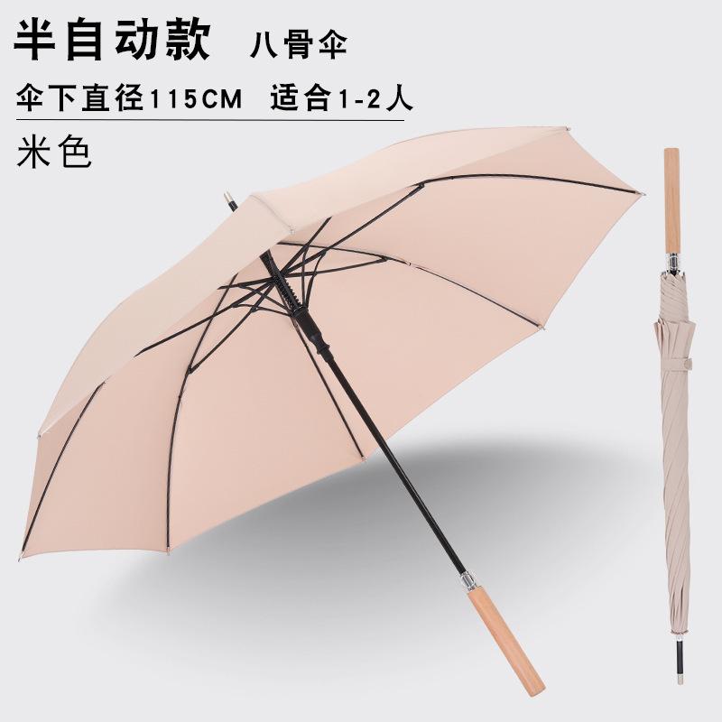 Новый 8-спицевый автоматический зонт-трость с длинной ручкой из массива дерева, схема