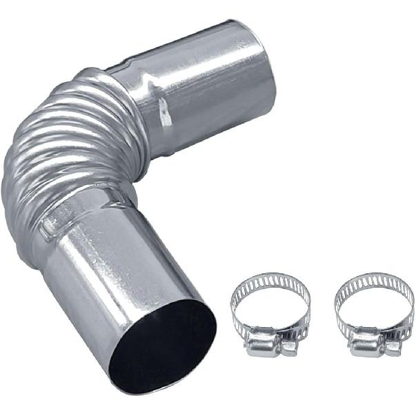 24mm Air Diesel Parking Heater Exhaust Pipe Tube Elbow Connector - Stainless Steel Flexible Exhaust Hose with 2 Clamps for Webasto Eberspacher Truck