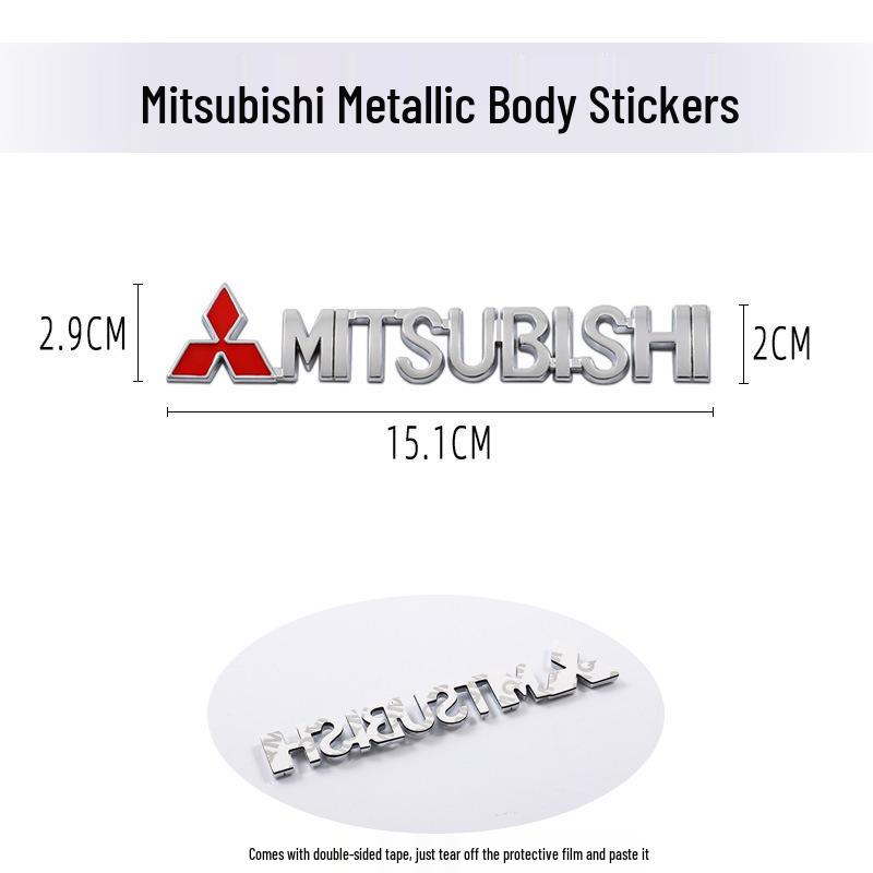 Metal car stickers for Mitsubishi models: ASX, Lancer, Lingyue, V3, and EVO.