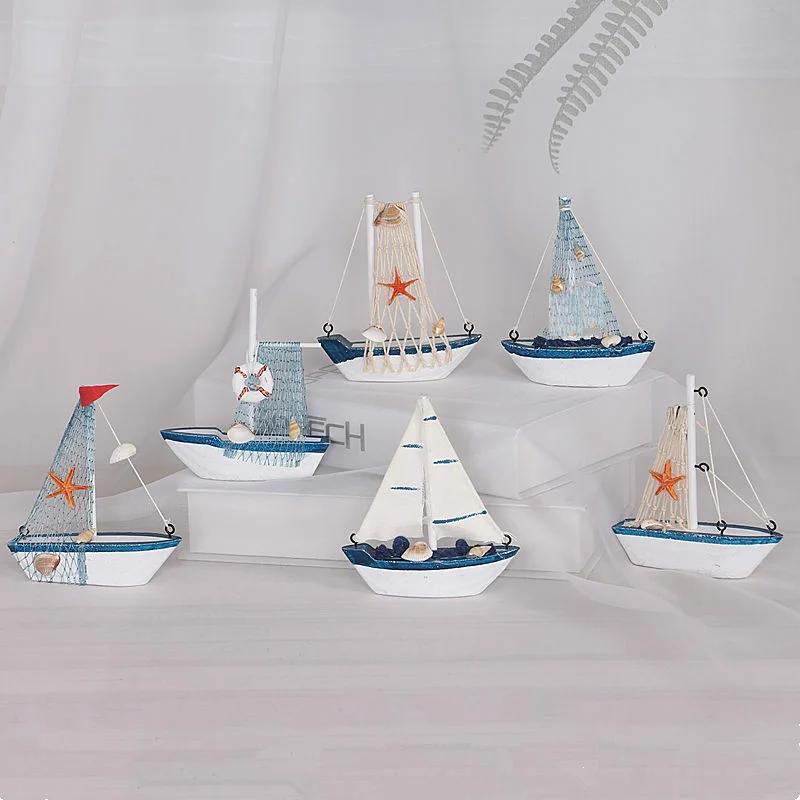 Mediterranean Beautiful Ornaments Creative Sailing Model Decoration Resin Craft Home Decoration