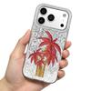 Красный - Лист Кокоса Чехол для iphone XS Max 16 Plus 11 13 Air XR 18 Pro Max 17 Pro 14 15 12 Серебряный Блеск Трескающийся Фон