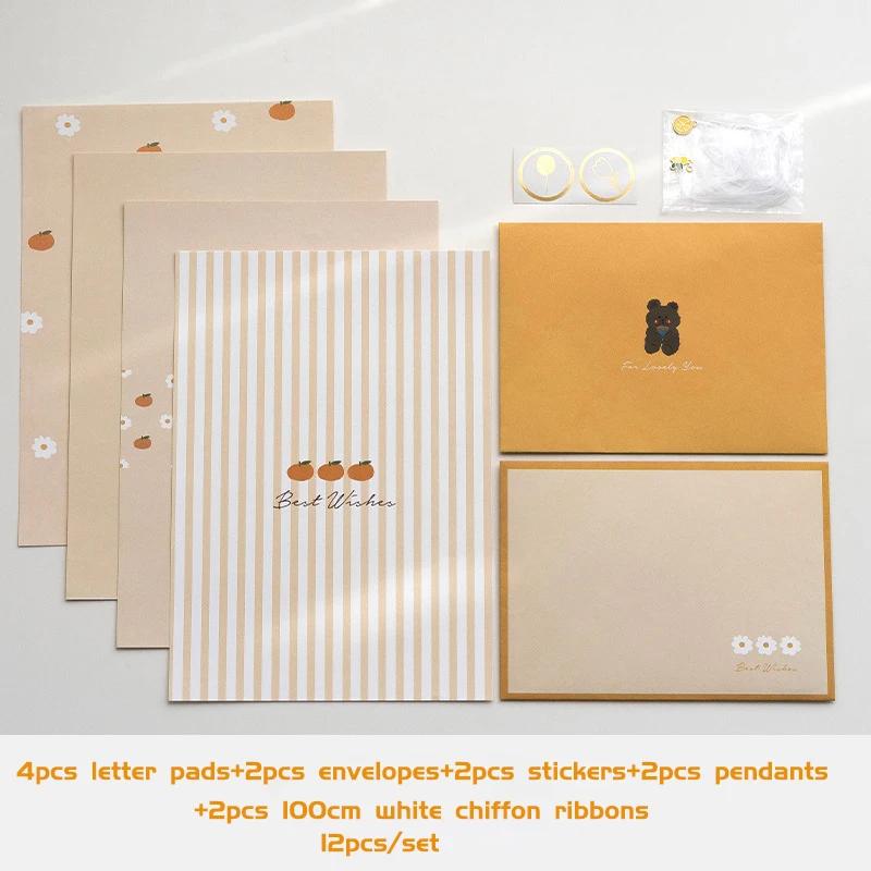 12 шт./компл. Ins цветочные конверты Kawaii подушечки для букв DIY свадебные приглашения открытки конверты с наклейками корейские канцелярские принадлежности
