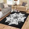 Pinbeam Area Rug Black Cat Head Round Portrait Madnala Moon Pentagram Home Decor Floor Rug Carpet