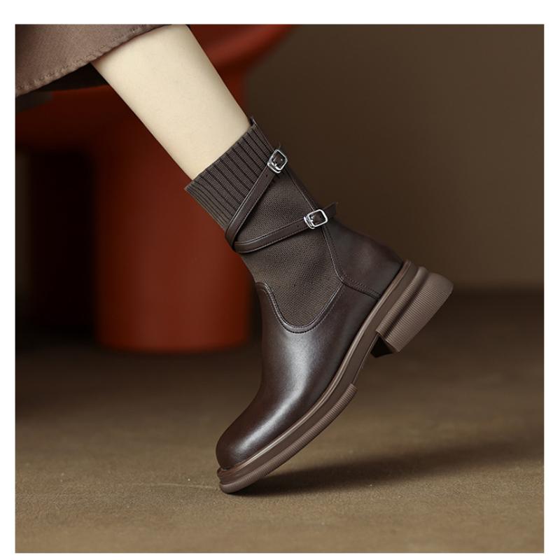 Fashion New Women's Chelsea Boots Vintage Ladies Platform Shoes Chunky Heel Stretch Sock Ankle Boots for Women Botines Chelsea 2024