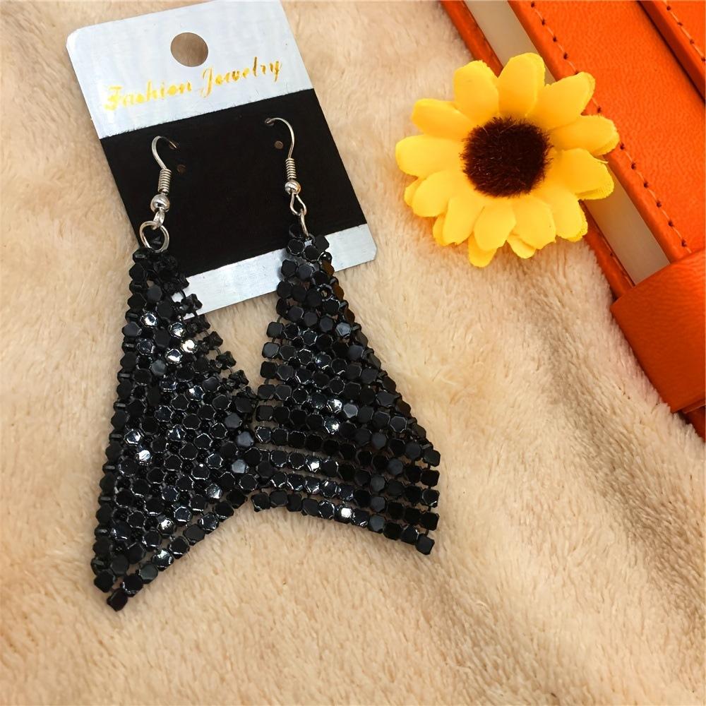 Fashion Earrings Metal Sequins Tassel Earrings Creative New Square Geometric Long Earrings