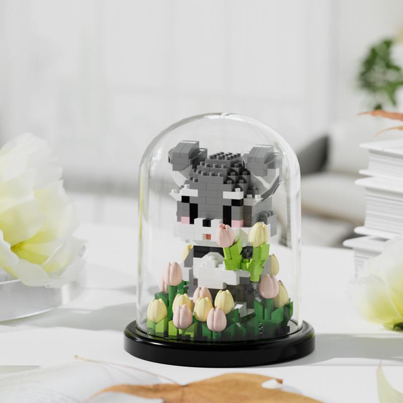 Пылезащитная крышка для строительных блоков, совместимая с LEGO: Игрушка-горшок для сборки цветка гибискуса ко Дню святого Валентина