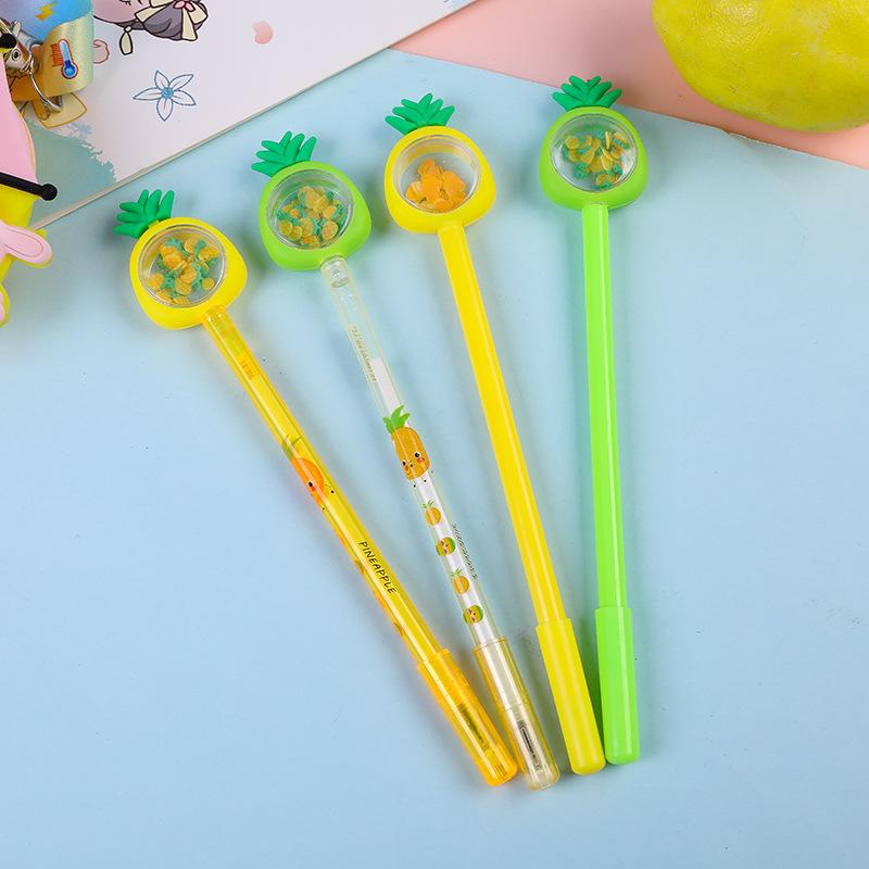Возвращение в школу, 10 шт., 0,5 мм, креативная ручка с блестками в виде ананаса, нейтральная ручка в форме фрукта, черная ручка для воды, подарок ученику, приз, канцелярские принадлежности