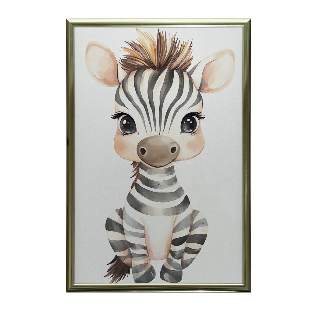 Plakat Mała Zebra Plakat Mała Zebra, 30X40 Cm, Rama Drewniana Biała, Papier Matowy 230 Gsm