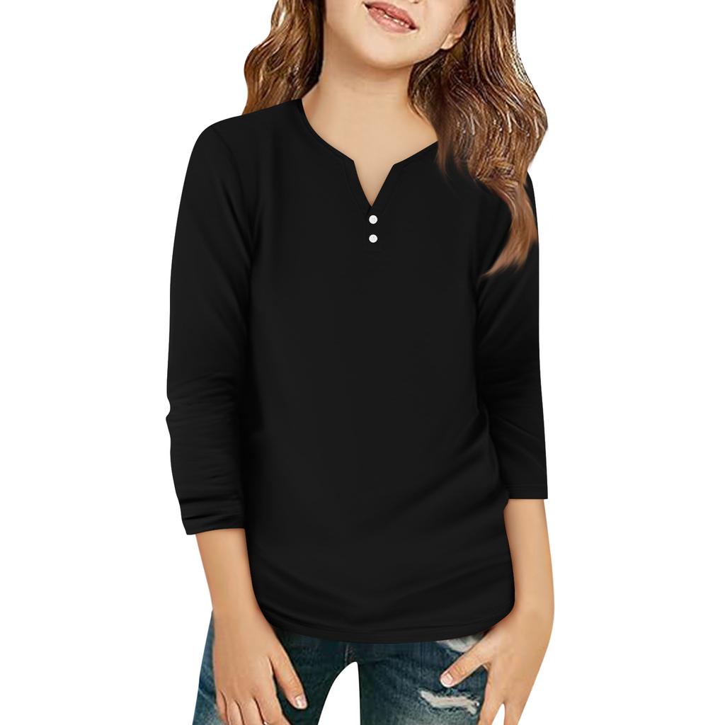 Детская футболка с рукавом 3/4, повседневная футболка с принтом, круглый вырез, блузка-пуловер