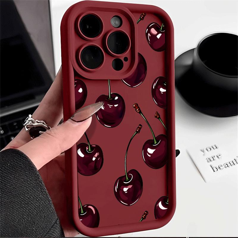 Роскошный темно-вишневый Чехол для iPhone 16 15 14 7 8 Plus XS XR X Чехол для телефона для iPhone 17 16 15 14 13 12 11 Pro Max Ударопрочный Coques