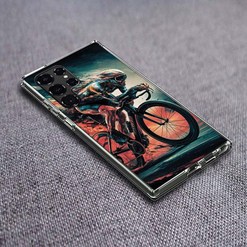 Чехол для телефона «Велогонка» для Samsung Galaxy S24 S23 S21 S20 FE S22 S26 Ultra S25 Edge S10 Plus Прозрачный ТПУ Чехол Оболочка Coque S