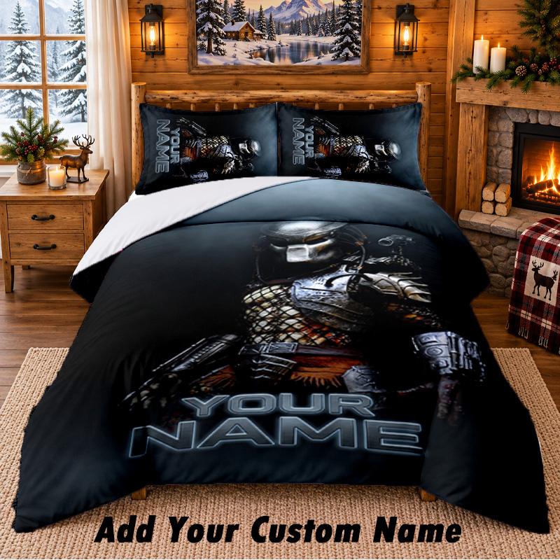 Predator Custom Name 3Pcs Bedding Set 1 Bed Sheet 2 Pillowcases Bedroom Home Decor