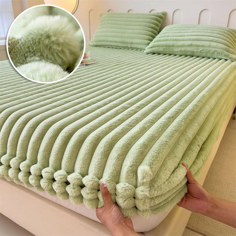 Утолщенный бархатный чехол для матраса, зимняя простыня с резинкой, мягкие пушистые простыни на резинке для дома, толстая плюшевая простыня на резинке