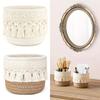 Tassels Desktop Storage Basket White Coffee Snacks Box Sundries Organizer Basket  Office Ornament