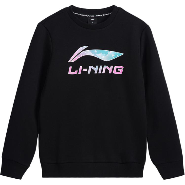 Li Ning Sweatshirts Women's Black Crew Neck Moderate Regular AWDVJ50-1