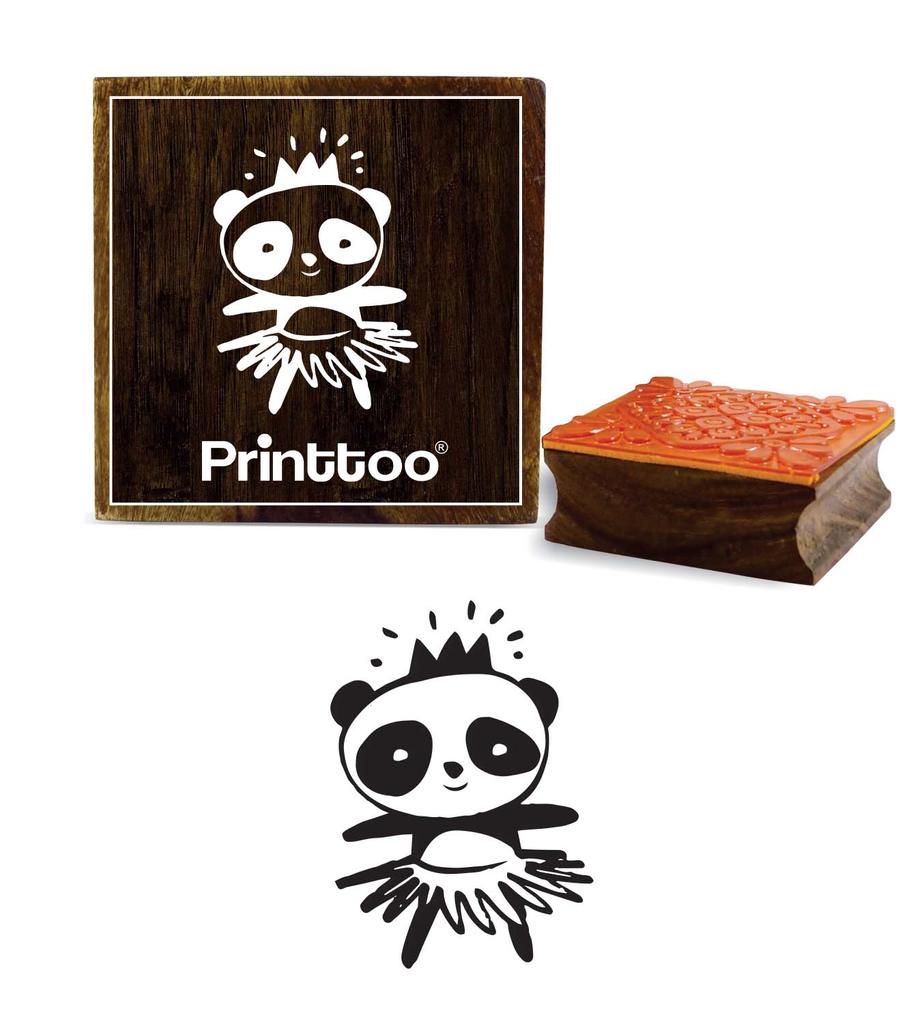 Printtoo Scrap-booking Dancing Panda Design Square Wooden Rubber Stamp Diary Card-2 x 2