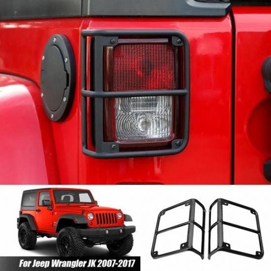 Steel Rear Tail Light Lamps Guards Trim Replacement For 2007-17 Jeep Wrangler JK