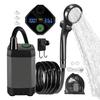Portable Electric Shower 6000mAh Rechargeable Pump AC Adapter Rechargeable Shower with Smart Digital Display