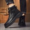 Модные мужские уличные мотоциклетные ботинки с круглым носком, теплые плюшевые меховые зимние ботинки для мужчин, натуральная кожа, базовые ботинки, удобная обувь для отдыха на природе