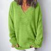 Женская мода повседневная однотонная трикотажная кофта с V-образным вырезом и длинными рукавами, модный милый свитшот