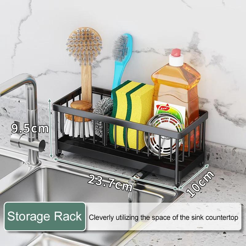 Sponge Holder Kitchen Organizer Dish Drainer Soap Rack Sink Tray Stainless Steel Rack Storage Basket Shelf Kitchen Accessories