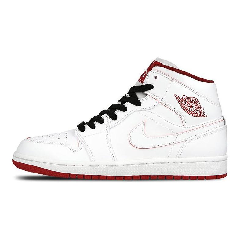 Jordan 1 Ретро Мид Уайт Джим Ред Блэк 554724-103