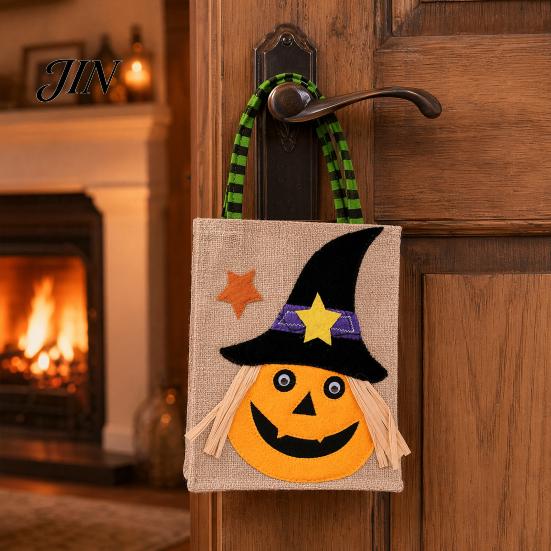 Eco-friendly Halloween Bags Trick or Treat Bags, Kids Candy Non Woven Pumpkin Ghost Handbag for Tote, Reusable Goodie Spooky Party Favor Gift
