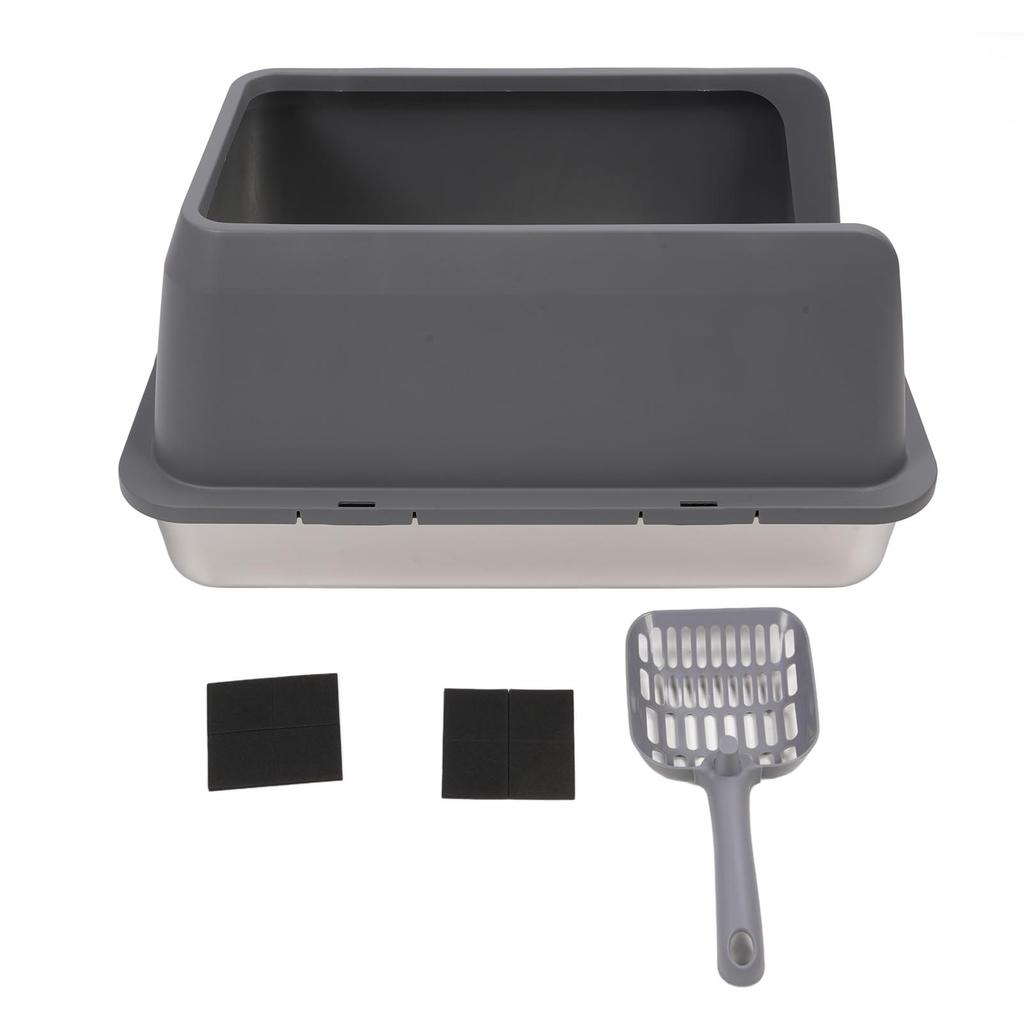 Лоток для кошек из нержавеющей стали, с защитой от разбрызгивания, съемными высокими бортами, очень большой лоток для кошек для крупных