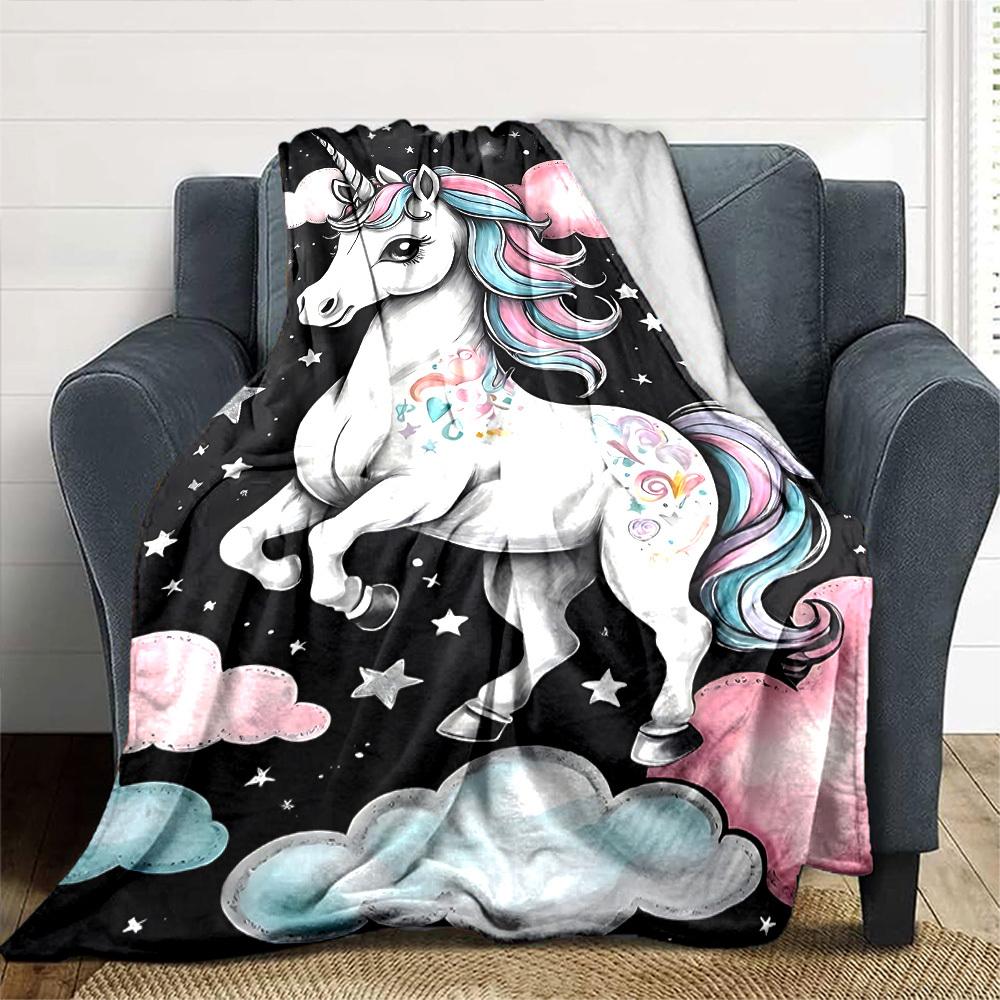 1pc Unicorn Clouds blanket Lightweight Flannel Throw for Sofa Bed Travel Camping Livingroom Office Couch Chair