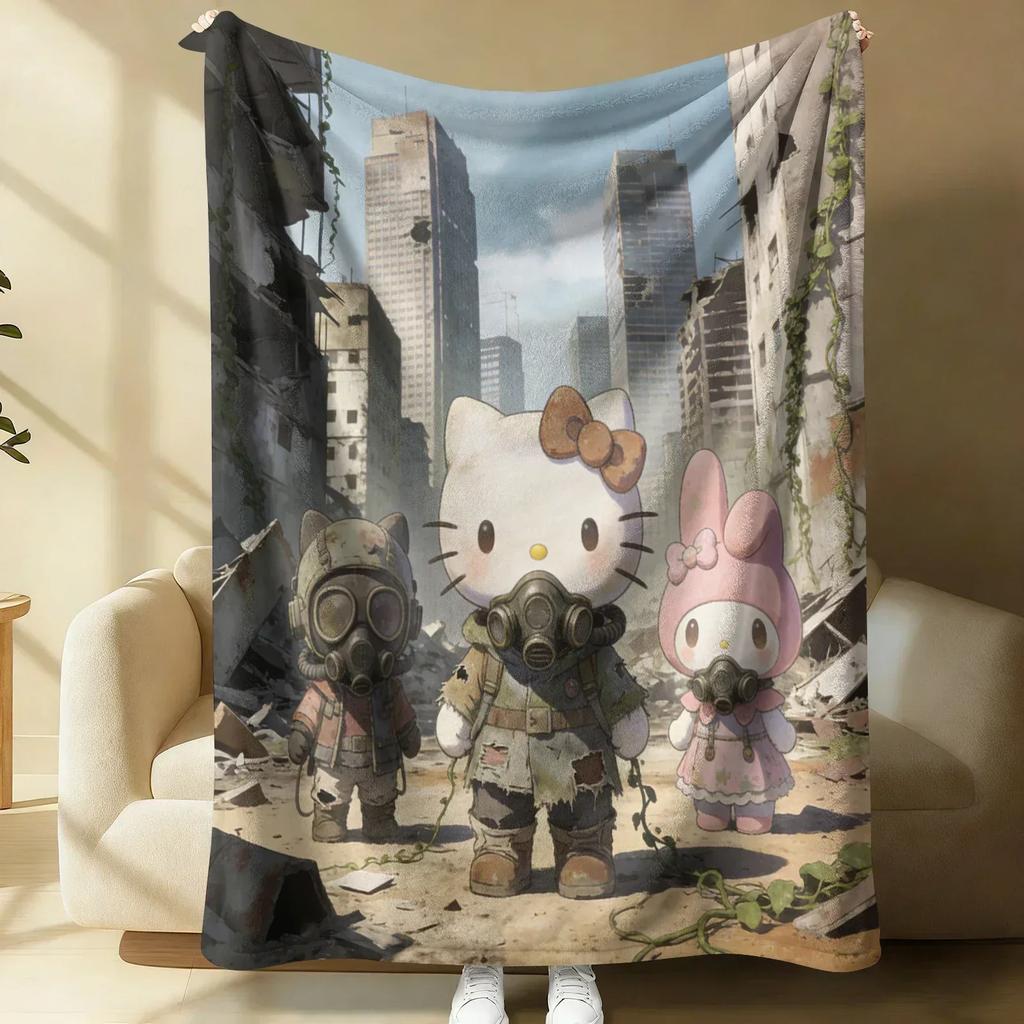 Sanrio Cute Warrior Flannel Blanket Soft Warm Fluffy Throw Home Decor Luxury Bedding Sofa Bed Cover Lightweight Summer Blanket
