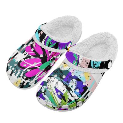 1 пара белых ЭВА клогов, теплые, мягкие с подкладкой, унисекс, обувь слипоны, легкая, с противоскользящей подошвой, удобная для зимних повседневных занятий