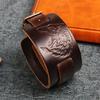 Punk Men Women Wolf Wide Genuine Leather Belt Bracelet Cuff Wristband Bangle