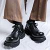 Туфли дерби мужские черные на толстой подошве загнутые вверх кожаные туфли для поездок на работу пара туфли с большим носком женские повседневные туфли, увеличивающие рост 66689-Z