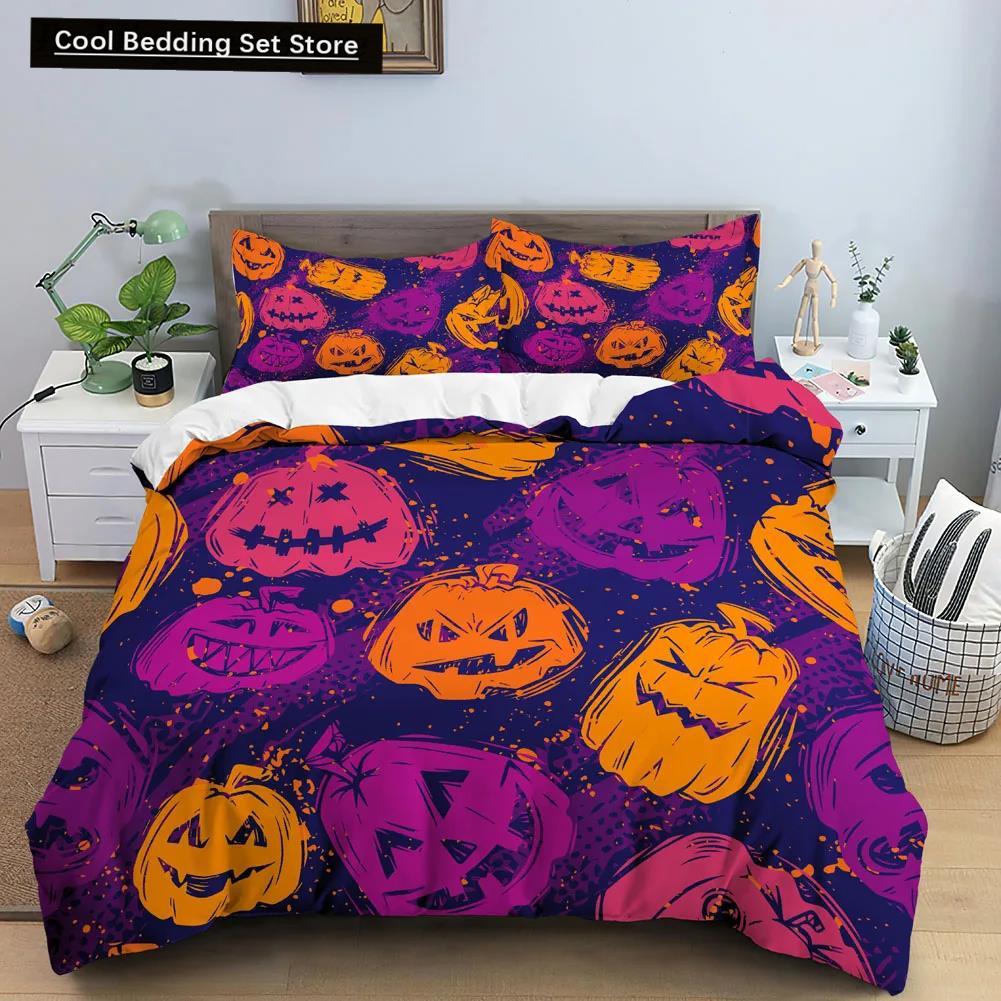 3D Skull Bedding Set Halloween Bats Duvet Cover Skull Polyester Comforter Cover Set Double King Queen Kids Polyester Quilt Cover