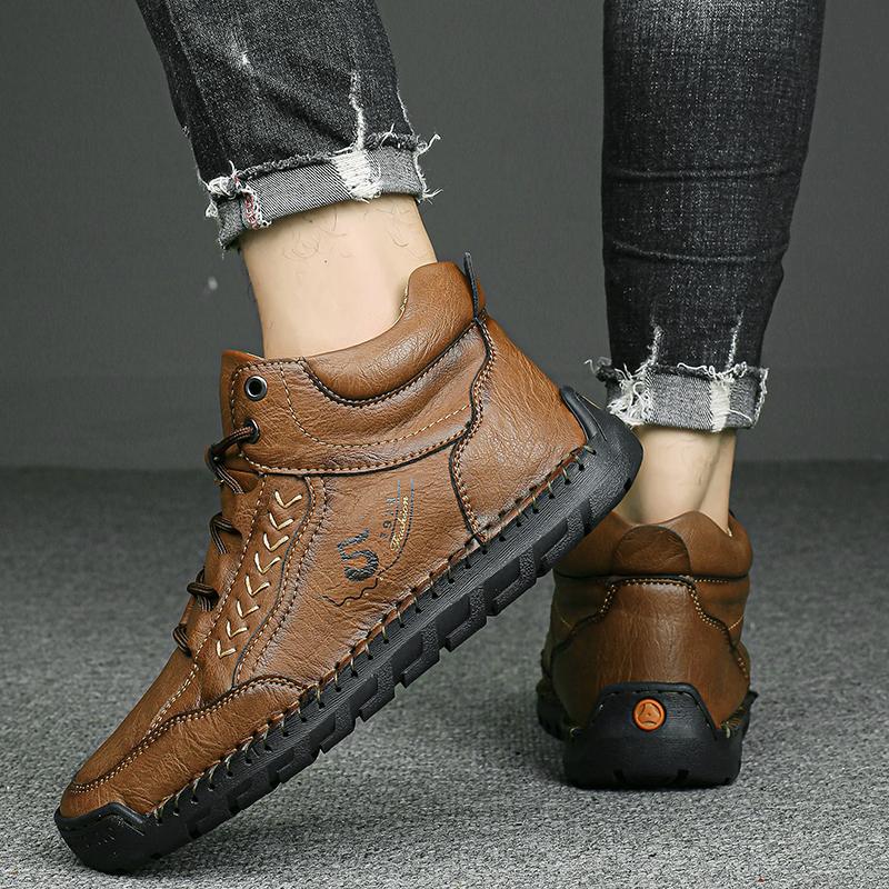 Handmade Genuine Leather Boots Comfortable Ankle Boots for Men Casual Shoes Outdoor Tooling Shoes