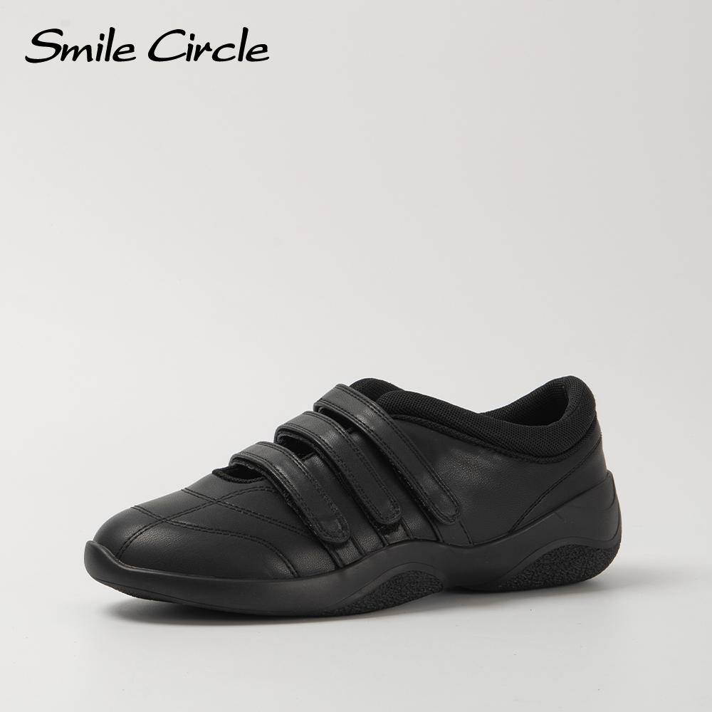 Leather Women Casual Shoes Round Toe Buckle Flat Shoes Fashion Comfortble Sneakers