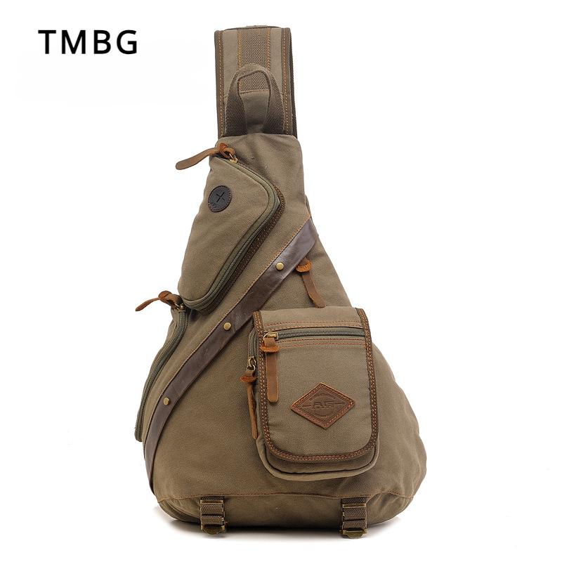 Old-fashion Canvas Men's Chest Pack Large Capacity One Shoulder Bag Trendy College Student Crossbody Bag Birthday Gift for Husband Boy Friend
