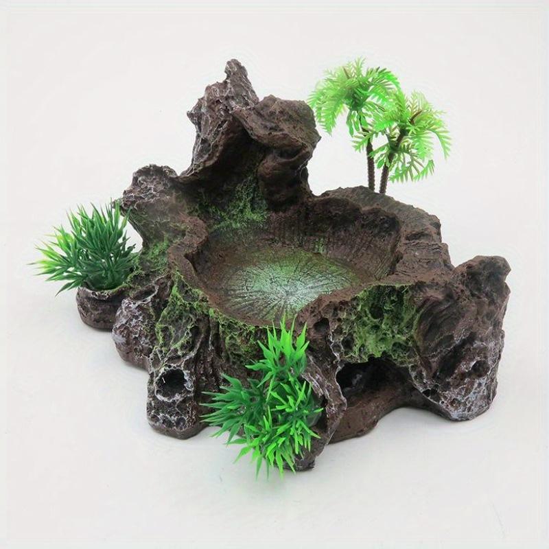 Тарелка для кормления из смолы в стиле джунглей, украшение для домашних животных, миска для кормления рептилий, бассейн с водой