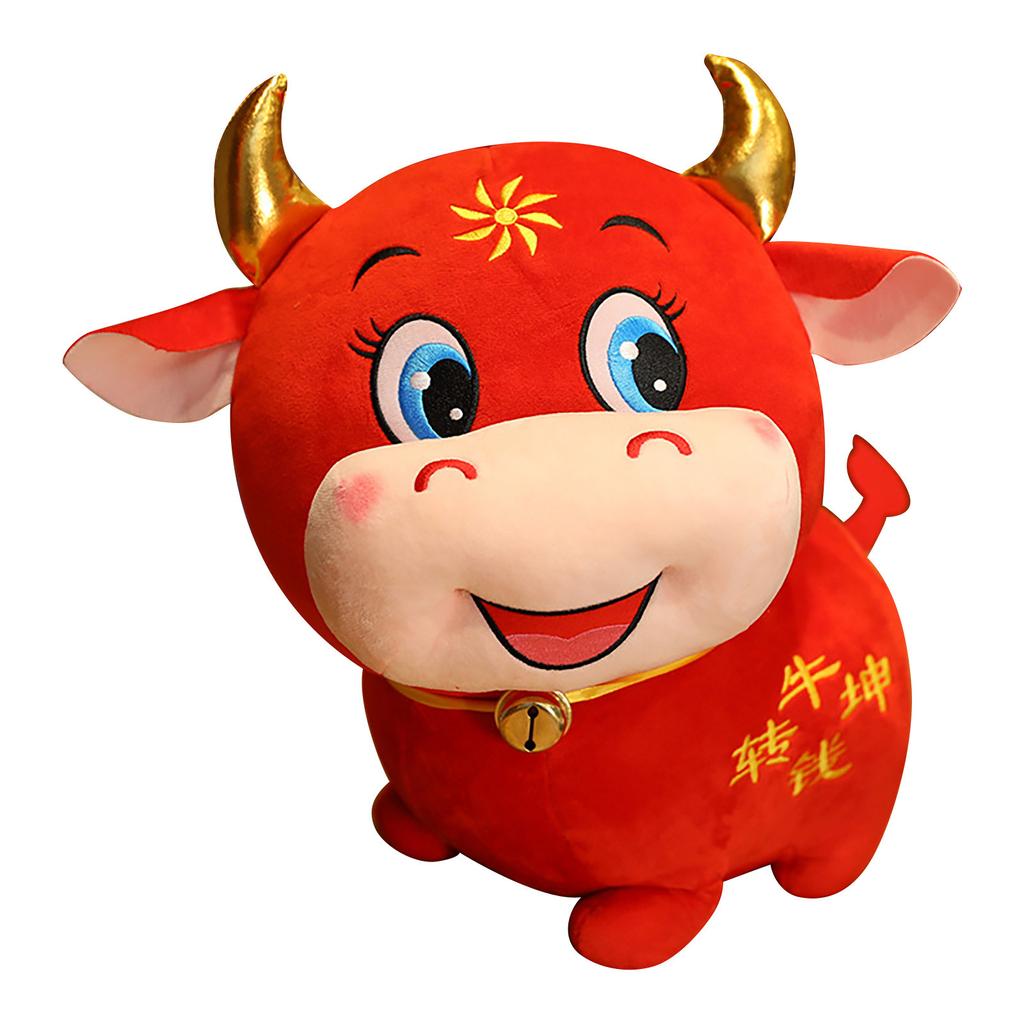 Мягкая плюшевая игрушка красная корова, мягкая для детского подарка на Новый год