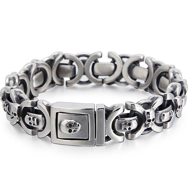 Готический браслет-цепочка с головой черепа для мужчин, мужские браслеты в стиле панк, мужские 8,67 дюйма, твердые байкерские украшения из нержавеющей стали