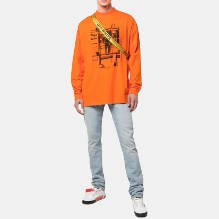 Off-White Arrow Logo Pattern Printing Long Sleeves Orange Men's OMAB032F191850071910
