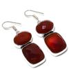 Natural Red Carnelian Gemstone Handmade 925 Sterling Silver Earring 2.05" F3b42