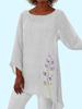 Female Fashion Spring&summer Loose Shirt Women Casual 3/4 Long Sleeve Top Flower Printed Plus Size Round Collar Blouses