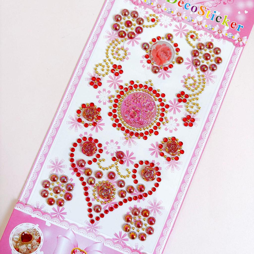 Heart-Shaped Crystal Stickers for Kids' Costume Party & Christmas Decorations - DIY 3D Diamond Stickers