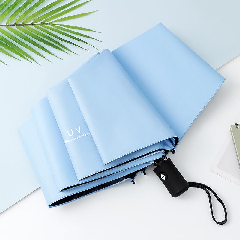 Летний УФ Автоматически Складывающийся Черный Зонт от Солнца/Дождя Двойного Назначения с Печатью Логотипа