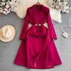 Autumn Winter French Hepburn Style Blazer Dress Women Elegant Long Sleeve Suit Collar Slim A-Line Windbreaker Coat Dress Z3856