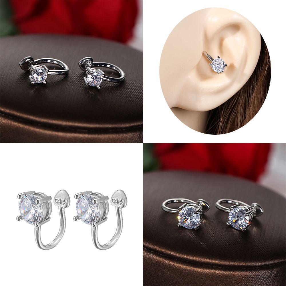 6мм 4мм Женские Мужские Вечеринка Циркон Кафф на ухо Без пирсинга Козелка Серьги Серьги без пирсинга