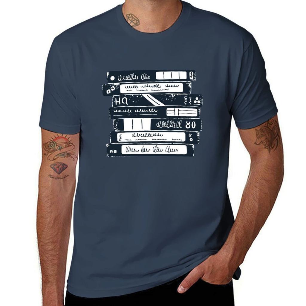 Stack Of Old Vhs Tapes Tshirt Basic Casual Wear Short Sleeve Top