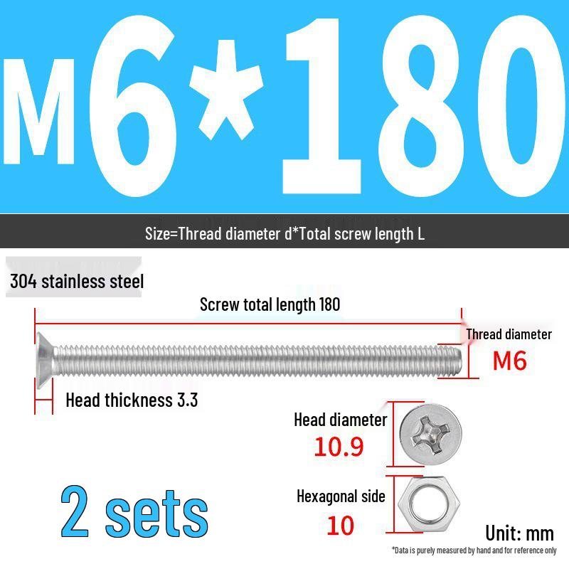 Набор Extra Long Phillips Flat Head Винтов и Гаек из Нержавеющей Стали 304 (2М, 3М, 4М)